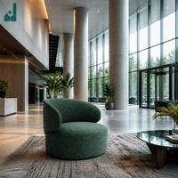 Chaise de bureau moderne incurvée en lin rembourrée, chaise de bureau ronde et confortable pour les zones de réception commerciales, mobilier d'hôtel
