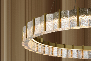 โคมไฟระย้าทองเหลืองสีทองอันหรูหราทันสมัยโคมไฟระย้าแก้วคริสตัลใสโครงการห้องรับประทานอาหารวิลล่า - Product Image 5