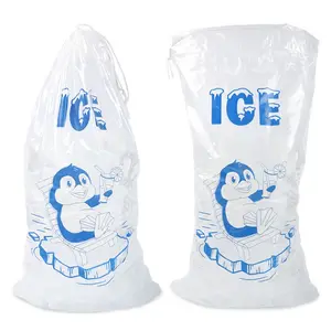 Sac de rangement à glace en plastique durable de grande taille de 20 lb avec fermeture à cordon