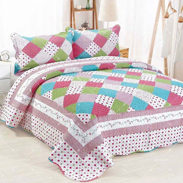 New American Style Modern Floral Design 100% Cotton Quilt Bedspread Set for Home Decor Bedroom Coverlet