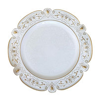 Assiettes de présentation en plastique vintage de 13 pouces à bord floral, blanches, pour mariage, décorations de table, assiettes de présentation en plastique pour le dîner