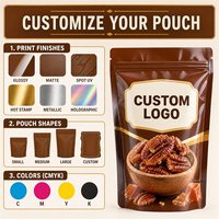 Sachet Doypack Brillant Personnalisé avec Logo pour Noix Caramelisées, Refermable avec Fermeture Éclair, Emballage de Snacks aux Noix, Vente au Détail