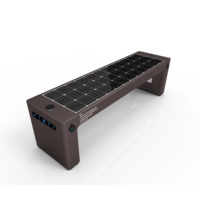 Banc d'extérieur en bois en acier inoxydable étanche, chargement USB intelligent, banc de jardin à énergie solaire pour les parcs de patio, les écoles et les hôpitaux