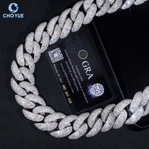 Big Size 28mm Heavy Mosaic Setting Moissanite Cuban Link <b>Chain</b> Necklace Rhodium Plated Solid 925 Silver Hiphop <b>Iced</b> <b>Out</b> Jewelry - Product Image 6