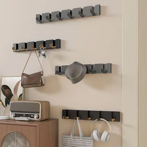 Nhôm Phòng Tắm Gấp Màu Đen 5 <span class=keywords><strong>Hooks</strong></span> Treo Chủ Khăn Giá Treo Tường Áo Giá - Product Image 3