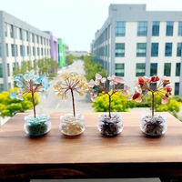 Árbol de la Fortuna de Cristal Natural Mini al por Mayor, Base de Cristal Hecha a Mano, Árbol de Feng Shui para Decoración de Escritorio, Regalo, Suministro a Granel