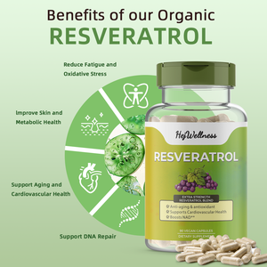 Natürliche Resveratrol-Kapseln Antioxidans Trans-Resveratrol NAD-Nahrungsergänzungsmittel für Herz- und Herz-Kreislauf-Gesundheit - Product Image 2