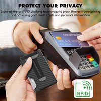 Monedero con Bloqueo RFID, Tarjetero de Aluminio y Cuero con Compartimento para AirTag, Rastreable