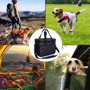 Sac de voyage pour animaux de compagnie de luxe, personnalisé, portable, motif en forme d'os, de haute qualité, pour chat et chien, avec deux contenants pour nourriture - Product Image 5