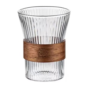 แก้วกาแฟทรงเอคอร์เดียนแบบมีหูจับ, แก้วกาแฟแบบแขวนหู, แก้วลาเต้อเมริกาโนแบบเย็นพร้อมลายศิลปะ, แก้วชาพร้อมปลอกไม้ไผ่ - Product Image 1