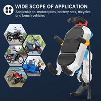 Soporte Ajustable para Espejo de Scooter, Material de PC Impermeable, Soporte para Teléfono de Motocicleta Antichoque de Seis Garras con Carga Inalámbrica