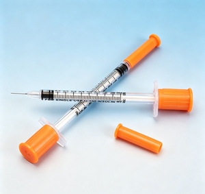 Jeringa de <span class=keywords><strong>Insulina</strong></span> Estéril Desechable Ultrafina de 31G con Tapa Naranja, 0.5ml 1ml, Inyección Sin Dolor, 100 Unidades por Caja - Product Image 1