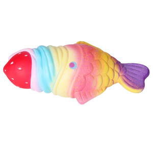 Strawberry Ice Cream Fish <b>Squishy</b> Toy TPE Slow Rebound Fidget Toy For Kids Age 2 To 4 Years Unisex Decor Gift - Product Image 1