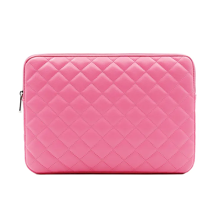 14 Inch Stylish Pu Leather Soft Bubble Padded Lining Women Computer Notebook Bag Laptop Sleeve