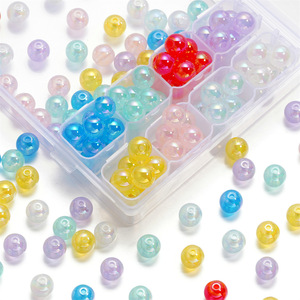 Perles rondes en acrylique couleur AB 8 mm, perles en vrac pour la fabrication de bracelets, accessoires de bijouterie - Product Image 3