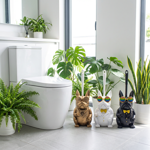 <span class=keywords><strong>Porte</strong></span>-<span class=keywords><strong>brosse</strong></span> de toilette décoratif unique en résine, sculpture de chien bouledogue américain classique et attrayante, pour salle de bain personnalisée - Product Image 2