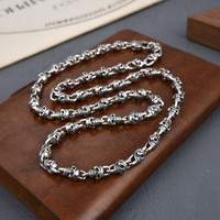 BOCAI Bijoux en argent S925 : Collier pour homme au style urbain audacieux et Bracelets à maillons fins avec motif Crâne Fleur de Cerisier audacieux