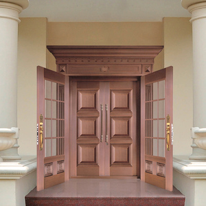 Portes d'entrée de villa et d'appartement, designs modernes, portes d'entrée extérieures doubles en bronze et cuivre coulé - Product Image 5