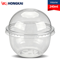 1000 stuks 240ml wegwerp U-vormige schattige plastic voedselbekers voor onderweg, milkshake, ijs, taart, 8oz dessertverpakkingen met deksels