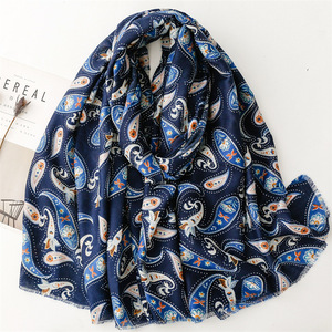 Châle de protection solaire de style <span class=keywords><strong>ethnique</strong></span> pour femme, imprimé floral cachemire, foulard, écharpe, hijab, voile musulman - Product Image 5