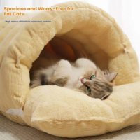 Lit pour chat et chien Villa, Niche pour chat, Sac de couchage fermé, Chaud et épais pour l'hiver, Sécurité renforcée, Peluche, Coton PP, Antidérapant, Pour petits et moyens animaux