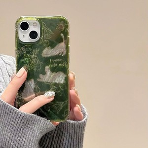 Màu Xanh Lá Cây Phác Thảo Mèo Trường Hợp Đối Với <span class=keywords><strong>iPhone</strong></span> 16 15 14 13 12 11 Pro Max <span class=keywords><strong>7</strong></span> 8 Cộng Với Lông Sợi Lỗ Lớn Bảo Vệ Điện Thoại Bìa - Product Image 3