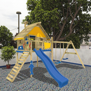 Lớn không thấm nước bằng gỗ Playhouse cho trẻ em sân chơi ngoài trời với trẻ em <span class=keywords><strong>cubby</strong></span> nhà và trượt - Product Image 4