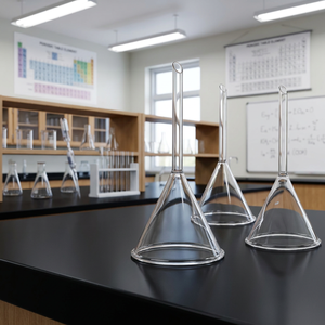 Entonnoir Buchner en verre, filtre conique triangulaire de laboratoire, 60, 75, 90, 100 mm, col long, équipement de chimie - Product Image 1