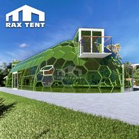Dôme géodésique en verre de luxe RAXTENT, personnalisé pour le glamping, avec salle de bain et cuisine