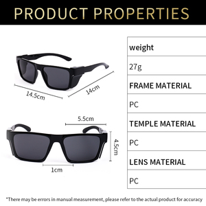 LMAMBA 3416 Gafas de Sol de Seguridad Retro Personalizadas de Alta Calidad con Protección Removible Ansi Z87.1, Lentes de Espejo Cuadradas para Hombre y Mujer 2025 - Product Image 6