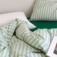 Draps de lit en coton biologique rayé lavé anti-bactérien pour hôtel, 100 % coton, vente en gros