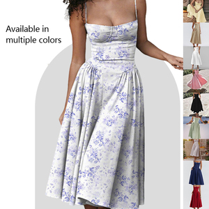 Vestido Largo Halter de Mujer, Sexy, de Cintura Alta, Estilo Veraniego, Color Sólido, Estilo Francés Elegante y Retro, Diseño de Moda - Product Image 5