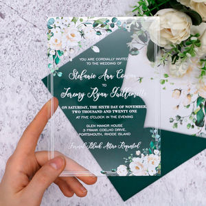 Carte d'invitation <span class=keywords><strong>de</strong></span> <span class=keywords><strong>mariage</strong></span> en acrylique Design gravé <span class=keywords><strong>de</strong></span> luxe <span class=keywords><strong>transparent</strong></span> personnalisé pour les annonces <span class=keywords><strong>de</strong></span> fête <span class=keywords><strong>de</strong></span> décoration d'événement nuptiale moderne - Product Image 4