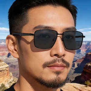 Gafas de sol polarizadas con montura cuadrada Ks-3989 para hombre, protección UV400, montura de plástico y metal, lentes TAC, color negro - Product Image 3