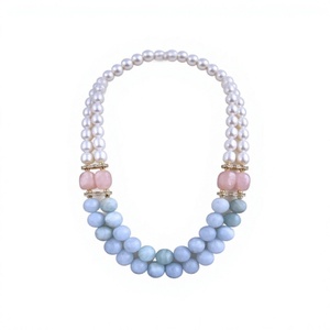 Parure de collier multicouche goutte d'eau et perles, bijoux de fête pour femme, pendentif en résine acrylique et cristal, boucles d'oreilles, pièce maîtresse tendance - Product Image 4