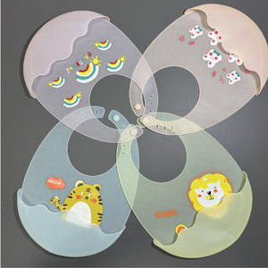 Baberos de silicona para bebé, tipo arco, de 0 a 12 meses, con estampado de dibujos animados, accesorio de alimentación suave e impermeable, rosa claro, azul, amarillo, naranja, rosa - Product Image 2