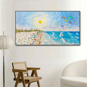 ภาพวาดสีน้ำมันบนชายฝั่งทะเลแห่งความสุขดั้งเดิมของโรงแรมภาพวาดสีน้ำมันสำหรับตกแต่งภูมิทัศน์ฤดูร้อน - Product Image 3
