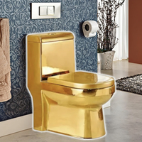 WC monobloc moderne en céramique doré à double chasse avec siphon en S, à poser au sol, pour salle de bain