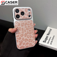 Coque de téléphone pour iPhone 17/16/15, motif léopard pailleté, transformation instantanée en grande fenêtre, style luxueux, antichoc