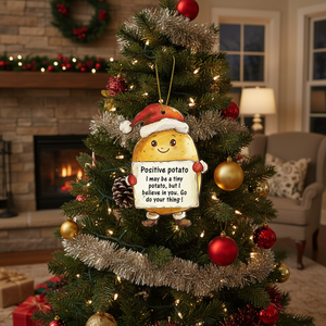 Decorazione Natalizia in Legno a Forma di Patata Stampata su Due Lati, Ornamento Emotivo per Albero di Natale - Product Image 3