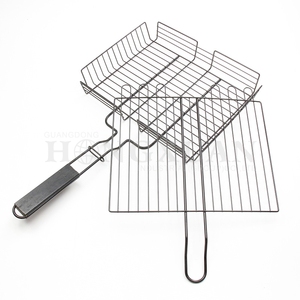 Chrome mạ Nướng Giỏ hàn dây sắt BBQ nướng lưới với mở rộng dài cứng gỗ xử lý - Product Image 2