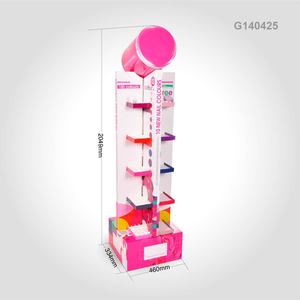 Soporte de exhibición de piso POS de maquillaje llamativo diseño personalizado cosmético de 4 lados para cuidado de la piel y esmalte de uñas - Product Image 5