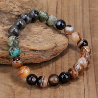 Nouvel ensemble unisexe transfrontalier de bracelet et collier en fer à 108 perles, avec pierres scintillantes et turquoise, à brins mélangés et longues pampilles