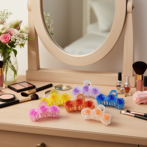 Fermaglio per capelli Three Roses Claw Clip da 10 cm per donna, design colorato a forma di rosa - Product Image 1