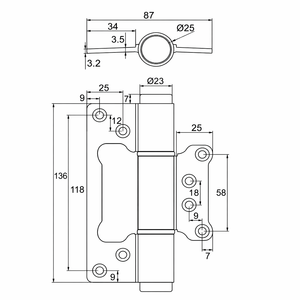 Bisagra de Bandera Hidráulica de Cierre Suave de 5 Pulgadas de Alta Resistencia, de Aleación de Aluminio Negro Mate, Sin Mortaja, con Amortiguación Silenciosa para Puertas de Madera de Hotel - Product Image 2