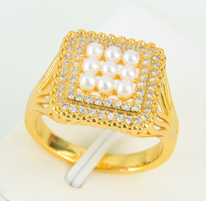 Anillos de Perlas Vintage de Dubái para Mujer, Elegantes Anillos de Compromiso de Moda Chapados en Oro de 21k, Joyería Clásica para Fiesta - Product Image 3