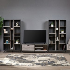 2023 New Gray - 4-Piece Entertainment Center With <strong>LG</strong> <strong>TV</strong> <strong>Stand</strong> - Product Image 5
