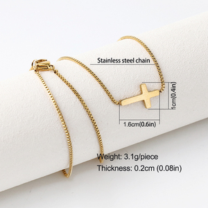 สร้อยคอไม้กางเขนสำหรับผู้หญิง ชุบทอง 18K พร้อมจี้สแตนเลสสตีล เครื่องประดับศักดิ์สิทธิ์ ดีไซน์สวยงาม ผลิตภัณฑ์คริสเตียน - Product Image 2