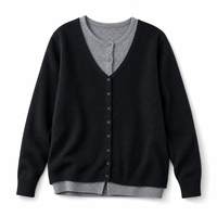 Cardigan en tricot doux pour femme, col en V, effet deux pièces, faible MOQ, idéal pour l'automne et l'hiver, vêtement quotidien