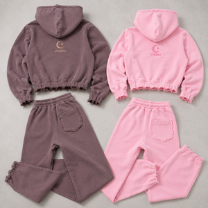 OEM Custom Sorority Sweatsuits With Logo Viscose Men Track Suit Joggers and Hoodie Set Wide Leg Sweats Set With Fashion <strong>Crop</strong> Top - Product Image 2